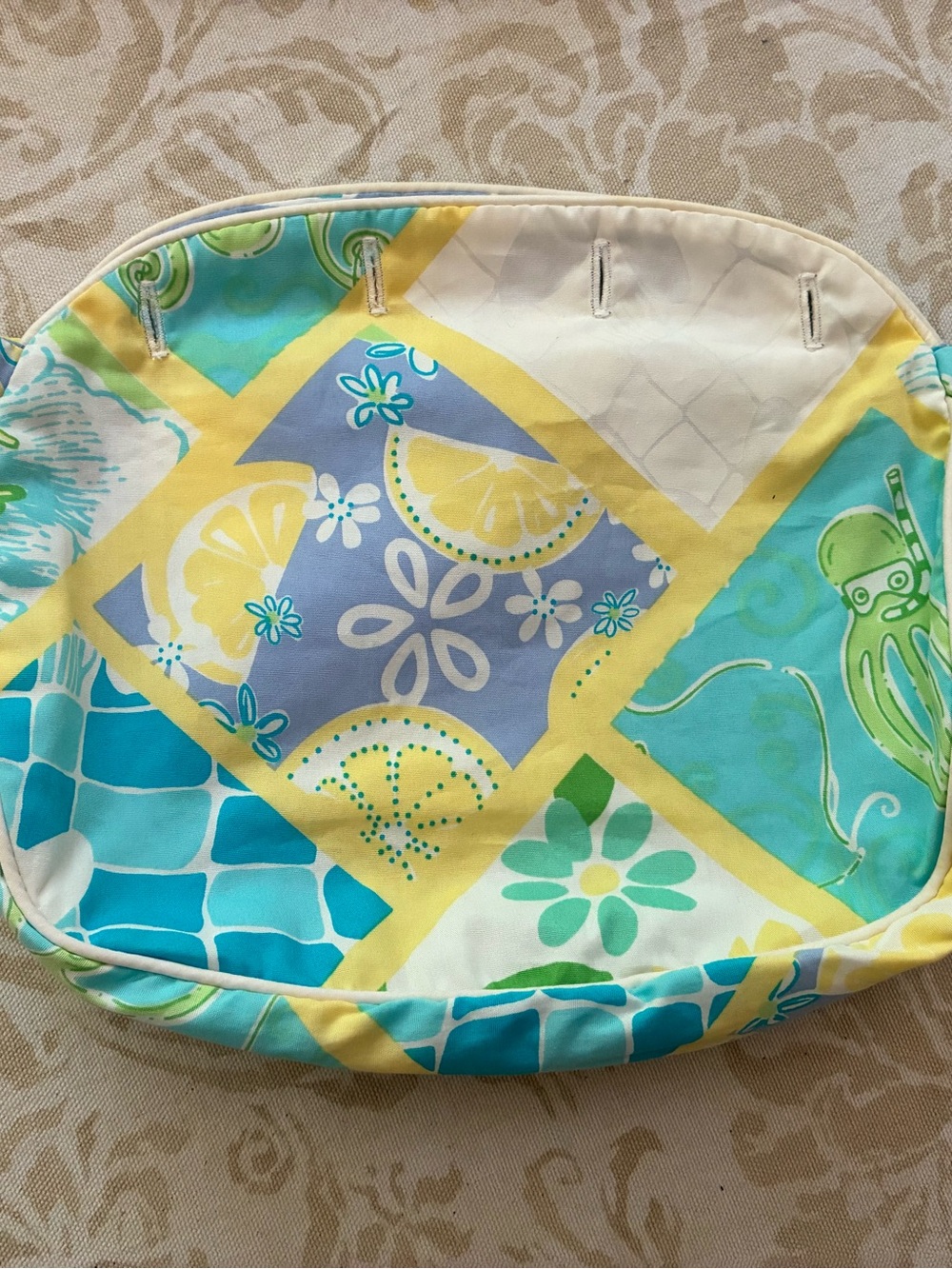 NEW Lilly Pulitzer Bermuda Bag Cover Reversible Octopus Lemon Patchwork Vintage